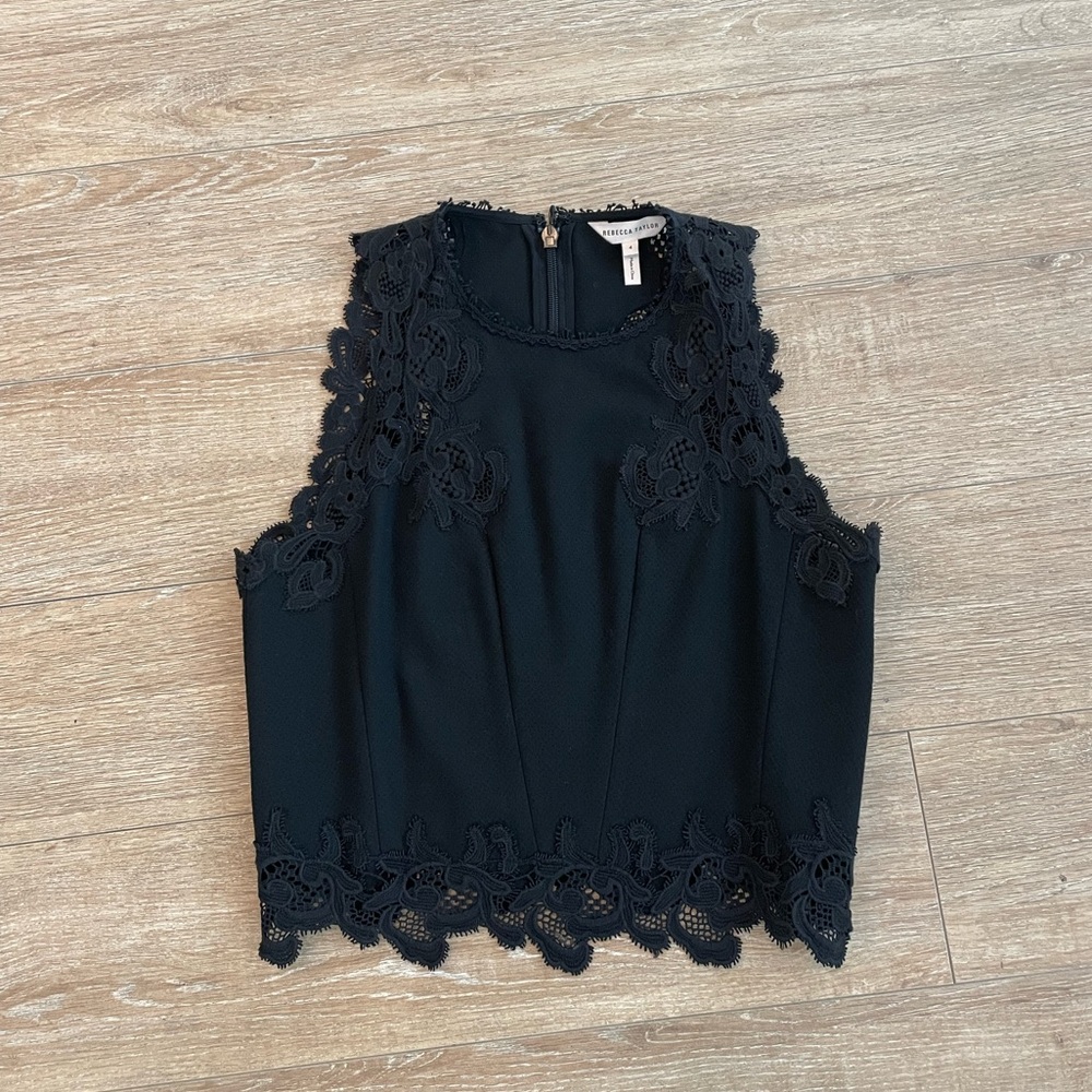 Rebecca Taylor Piqué Lace-Inset Top